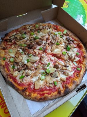 a small 'vegan shroom lover' ($15.95) at Two Boots Pizza - UES in New York City