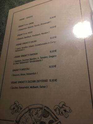 Vegane Pastakarte  at Spaghetteria Aquino in Regensburg