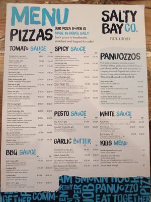 Menu I at Salty Bay Co. Pizza Kitchen in St Austell
