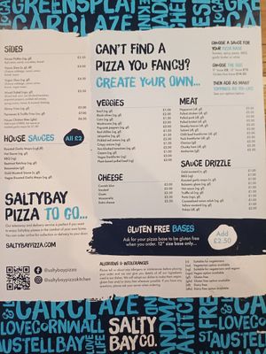 Menu Ii at Salty Bay Co. Pizza Kitchen in St Austell