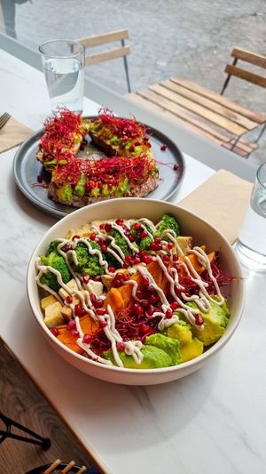 Protein Bowl & Avocado Toast at Café Brühbar  in Baden