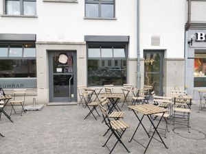 Exterior and terrace at Café Brühbar  in Baden