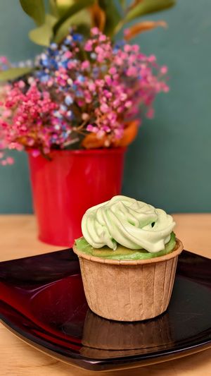 Vegan Pandan Kaya Cupcake at Seva Cafe in Central Singapore