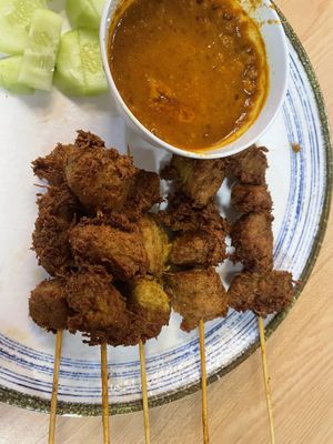 Satay with peanut sauce   at Seva Cafe in Central Singapore