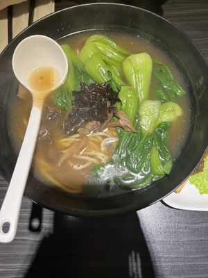 Mushroom noodle soupp  at VegeDelight 波羅蜜養生素食 in Toronto
