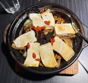 Tofu and wild mushrooms   at VegeDelight 波羅蜜養生素食 in Toronto