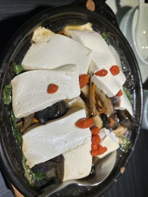 Braised tofu with wild mushrooms   at VegeDelight 波羅蜜養生素食 in Toronto
