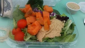 The Rainy Day salad, a vegan choice, includes hummus and sweet potato. Picture May 2021.  at Sissy's Cafe in Kingston