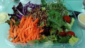 Artists' Salad, a vegan item, ordered with seeds and sprouts as additions. June 2021.  at Sissy's Cafe in Kingston