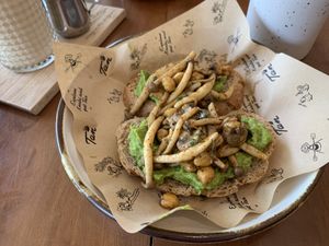 Mushroom with avocado   at Tan Tribe cafe in Ao Nang