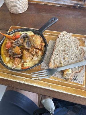 Polenta skillet with toastted  at Tan Tribe cafe in Ao Nang