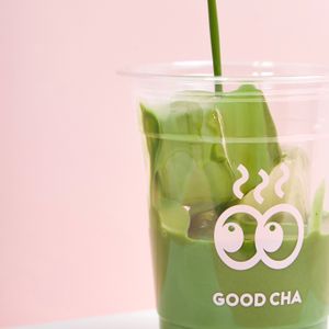 Matcha oat milk latte at GOOD CHĀ in Bangkok