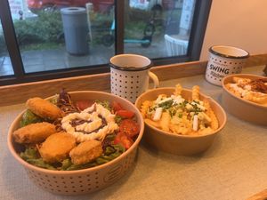 Nugget Salad & Greek Salad  at Swing Kitchen in Munich