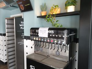 Refill machine at Swing Kitchen in Munich