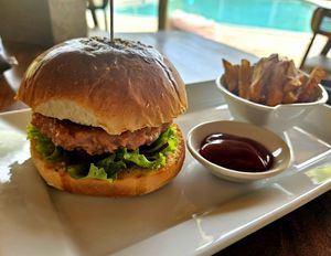 Omnimeat burger at Beach Walk Koh Rong in Koh Rong