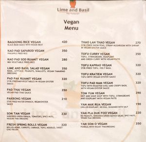 Updated menu 19/03/2023 at Lime and Basil in Alfonso