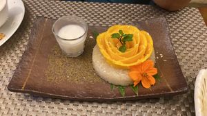mango sticky rice  at Lime and Basil in Alfonso