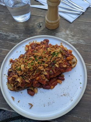Posh baked beans on toast at Faun in Malvern