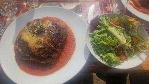 A wonderful Lasagne, légumes, coulis tomate et basilic (Chef's special suggestion) at Restaunt L'Hermine in Les Allues
