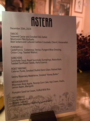 Come hungry! This was our menu that night at Astera in Portland