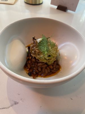 Roasted Stuffed Morels, Rice Beans  at Astera in Portland
