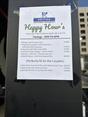  at Kritika Vegetarian Restaurant in Dubai