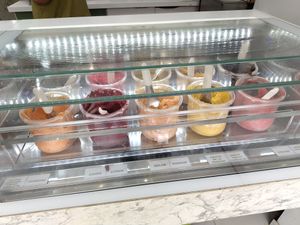 Choice of sorbets at Le Glacier des Saintes Maries in Saintes-maries-de-la-mer