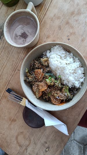 Bittersweet broccoli and cacao w/ almond milk at Tatsu in San Jose Del Pacifico