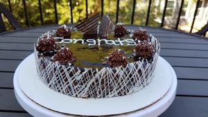 Double chocolate cake with beautiful chocolate border  at Vegandreamz in Highlands Ranch