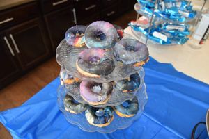 Galaxy themed lemon-blueberry donuts  at Vegandreamz in Highlands Ranch