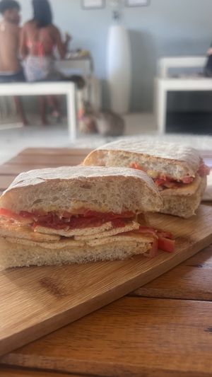Sandwich with tofu and hummus  at Milano Café in San Vicente Palawan