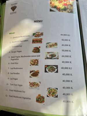 Veggie menu   at Diamond Restaurant and Bar  in Vang Vieng