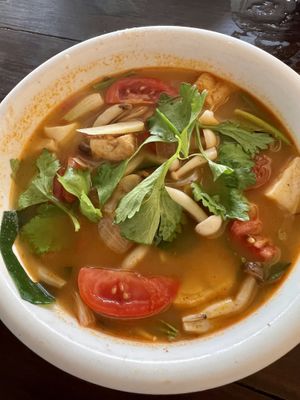 Tum yum   at Diamond Restaurant and Bar  in Vang Vieng