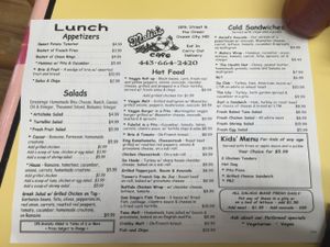 menu may 2016 at Malia's Cafe in Ocean City