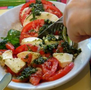 Tomato & mozzarella salad w/ basil at Malia's Cafe in Ocean City