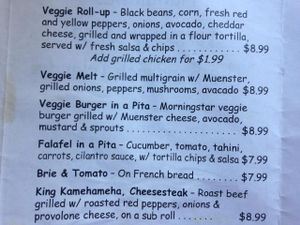 Part of the lunch menu at Malia's Cafe in Ocean City