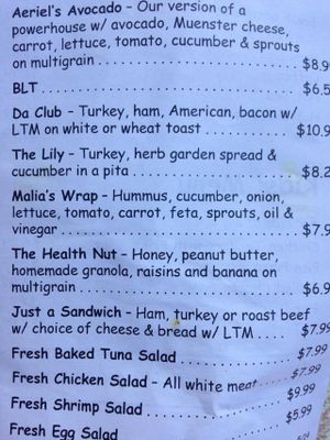 Another part of the lunch menu at Malia's Cafe in Ocean City