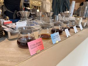 Different coffees￼  at Verve Coffee Roasters Ebisu in Tokyo