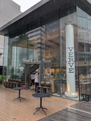view from outside at Verve Coffee Roasters Roppongi  in Tokyo