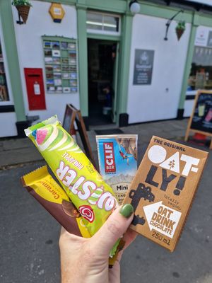 Ultra marathon fuel top-up. at Goathland Post Office in Whitby