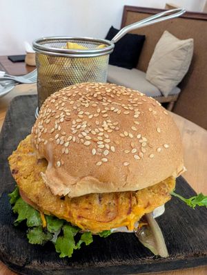 Chickpea burger at Woodberry Café in Dar Es Salaam