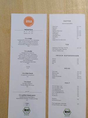 Die Karte at ima vegan  in Hamburg