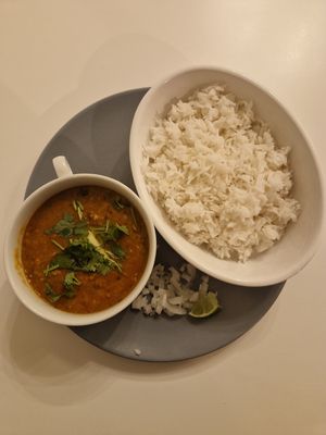 Pav bhaji with rice (vegan, if served with bun, then vegetarian) at INDelicious Bistro in Prague