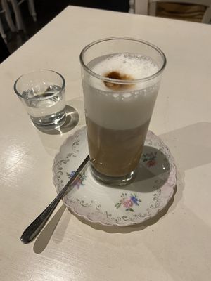 Soy milk latte macchiato  at Dandy Caffé Letterario in Bologna