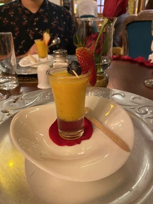 Mint passion fruit sorbet  at La Floresta Restaurante  in Banos