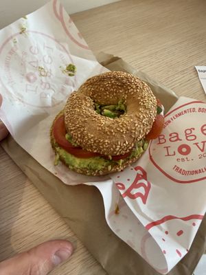 The ATB with a sesame bagel  at Bagel Love in Auckland