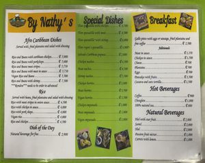 Menu  at By Nathy's in Puerto Viejo De Talamanca