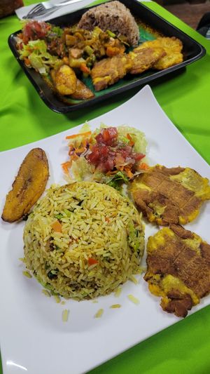 Rice with Vegetables and Tostones at By Nathy's in Puerto Viejo De Talamanca