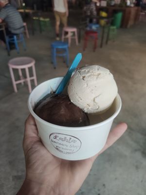 Chocolate and toffee coconut at Lahla Ice Cream Khao Soi in Chiang Mai