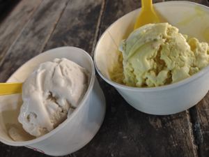 Koi Soi and coconut at Lahla Ice Cream Khao Soi in Chiang Mai